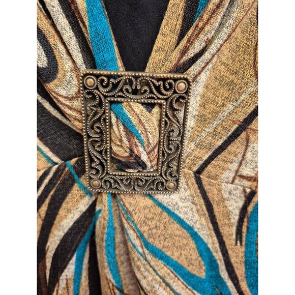 Only 9 Women's Abstract Pattern Top With‎ Ornate Buckle Detail - Picture 3 of 5